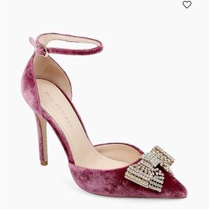 Dee Ocleppo Pink/ Rose/ Purple Velvet Strap stiletto heels pumps crystal 38 8